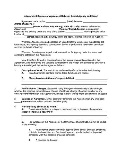 escort agency contract template pdf|Get Escort Independent Contractor Agreement 2020